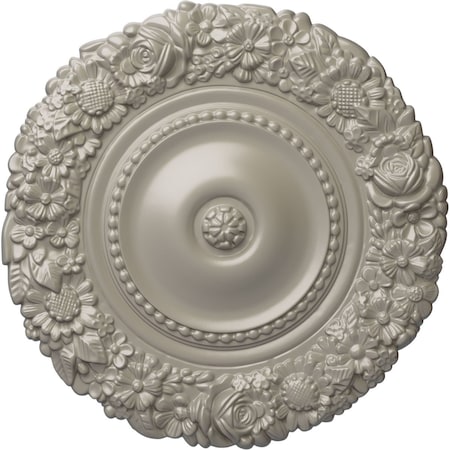 Ekena Millwork Marseille Ceiling Medallion (Fits Canopies up to 7 3/8"), Hand-Painted Pearl White, 21"OD x 2"P CM21MAPWS